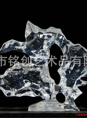铂晶透明雕塑轻奢摆件酒店玄关客厅装饰树脂太湖石样板间售楼处