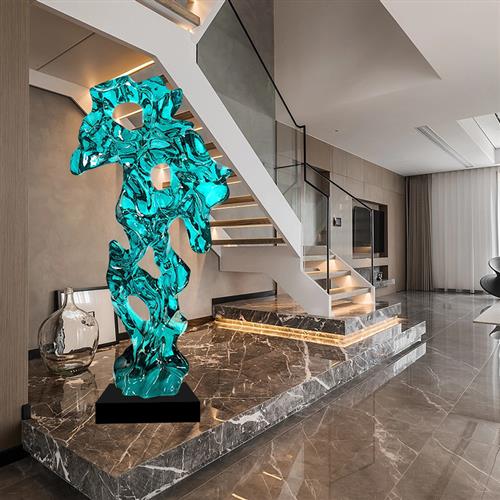 透明树脂大型落地新中式客厅太湖石摆件软装饰品工艺装置水晶雕塑