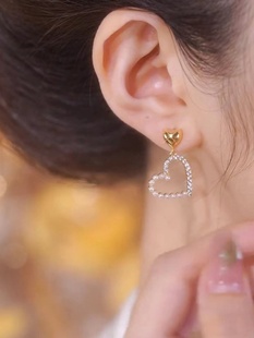 气质镂空珍珠爱心耳环女小众设计感银针耳钉高级感复古港风耳饰女