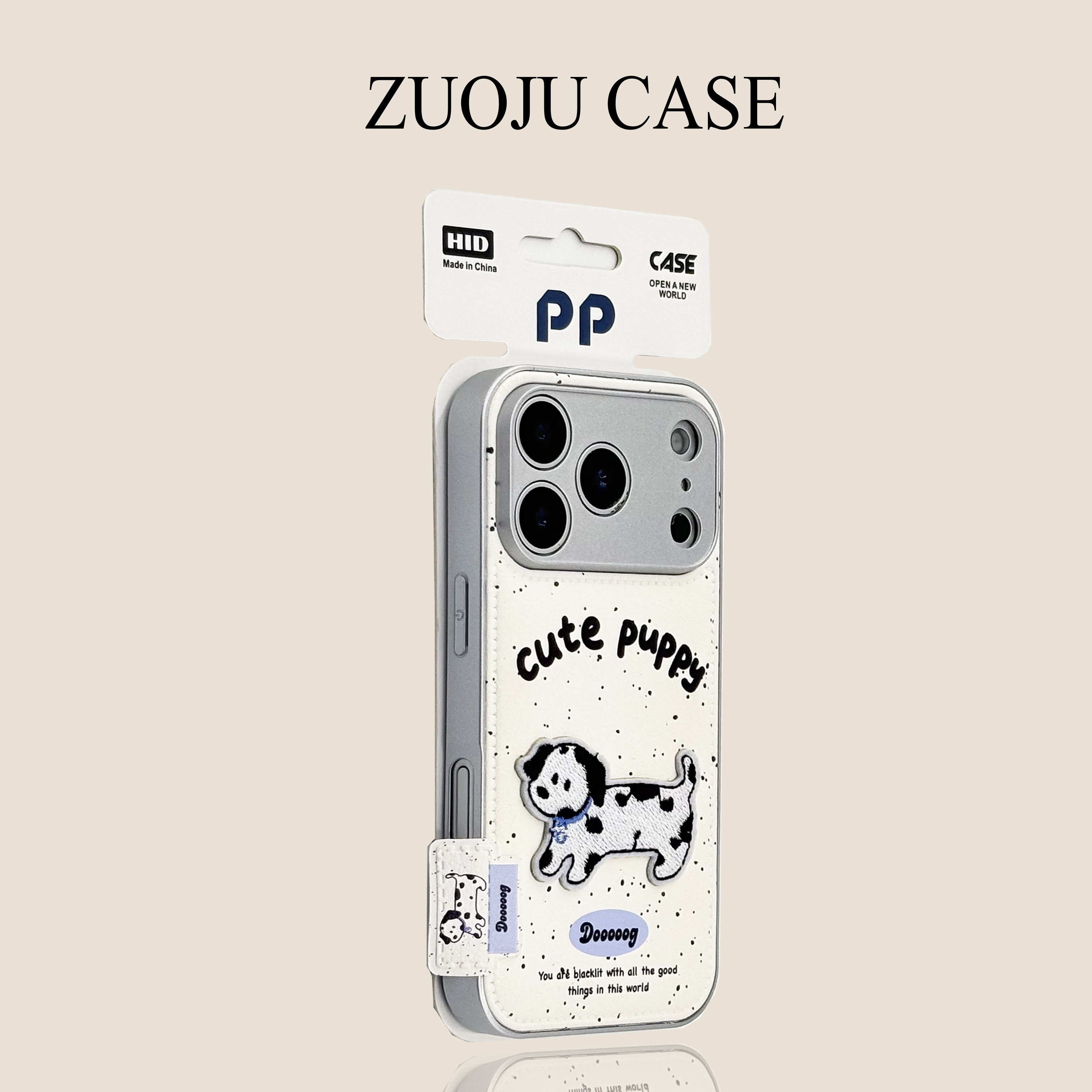 白底鼓包皮纹泼墨斑点小白狗苹果17手机壳新款iphone17pr