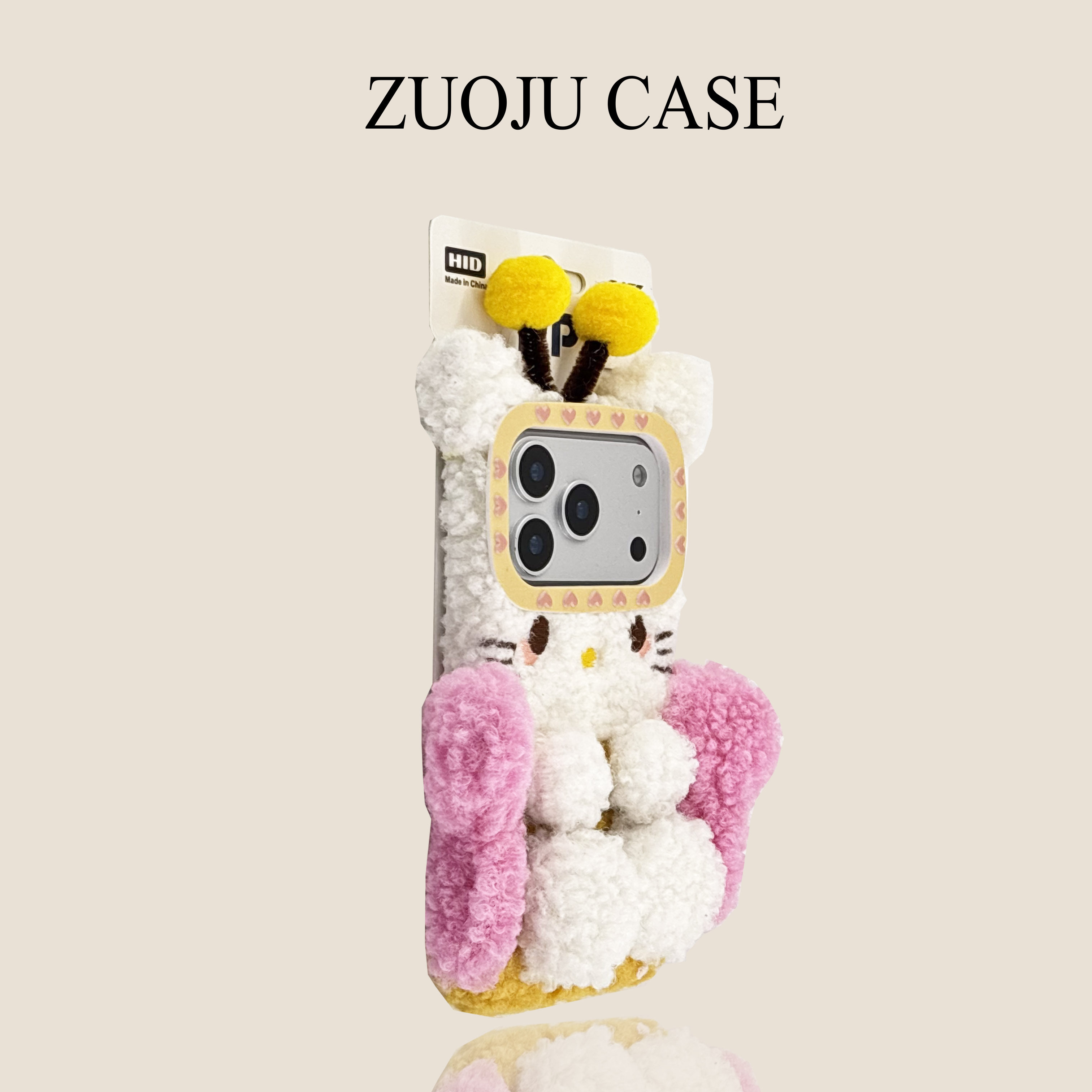 立体花朵蜜蜂Kitty猫适用苹果17手机壳新款iphone17promax秋冬毛绒硅胶苹果16promax苹果15pro防摔女款14pro