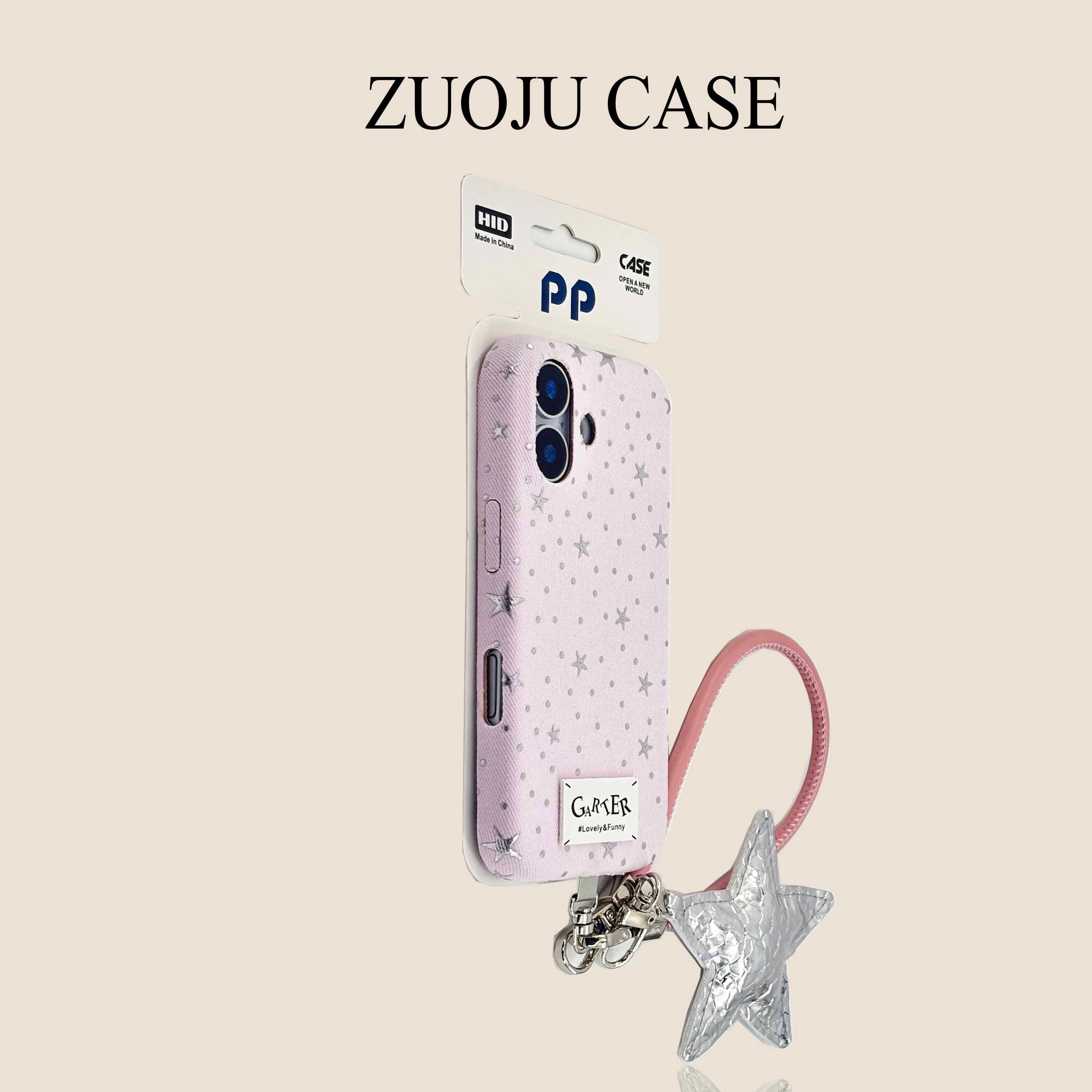 粉底绒布波点星星挂件挂绳适用苹果17手机壳新款iphone17promax秋冬绒布苹果16promax苹果15pr防摔13女款14