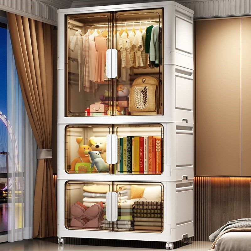 免安装折叠e双开门儿童衣柜宝宝简易衣橱家用收纳储物柜家用柜子