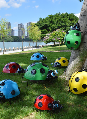 户外园林雕塑g彷真甲虫摆件别墅庭院装饰七星瓢虫U草坪铁艺景观小