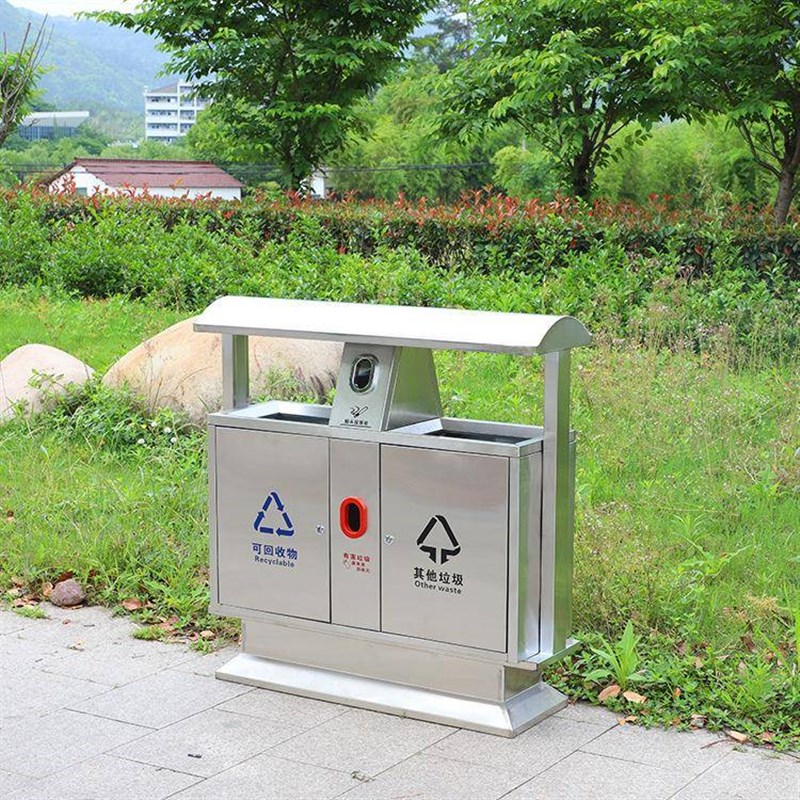 户外不锈钢垃圾桶两分类环卫垃圾箱景区J市政小区果皮箱公园果壳