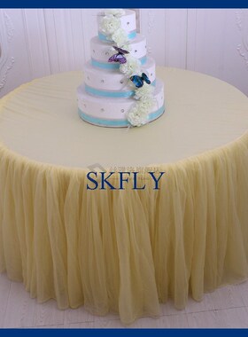 SK005N wedding new  SKFLY 120 inch round yellow tulleZ table