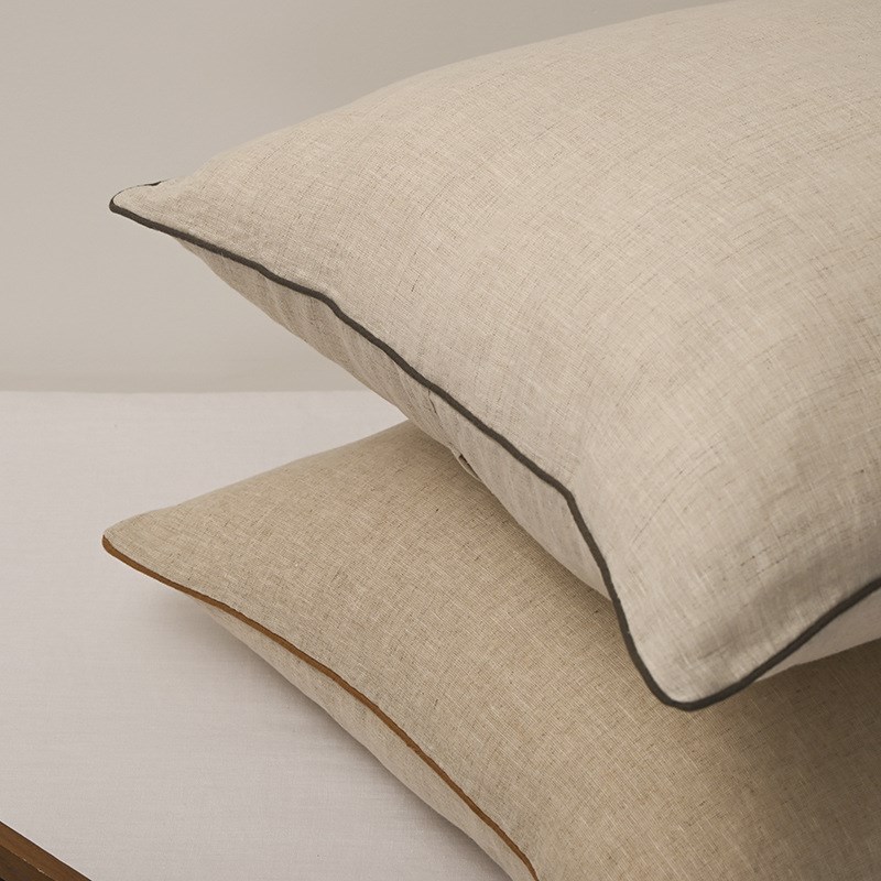 西洲谣ins风亚麻抱枕套w不含芯滚绳工艺简约纯色雨露麻靠垫套