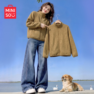 MINISO/名创优品摇粒绒外套女款秋冬加绒2026新款休闲保暖抓绒衣J