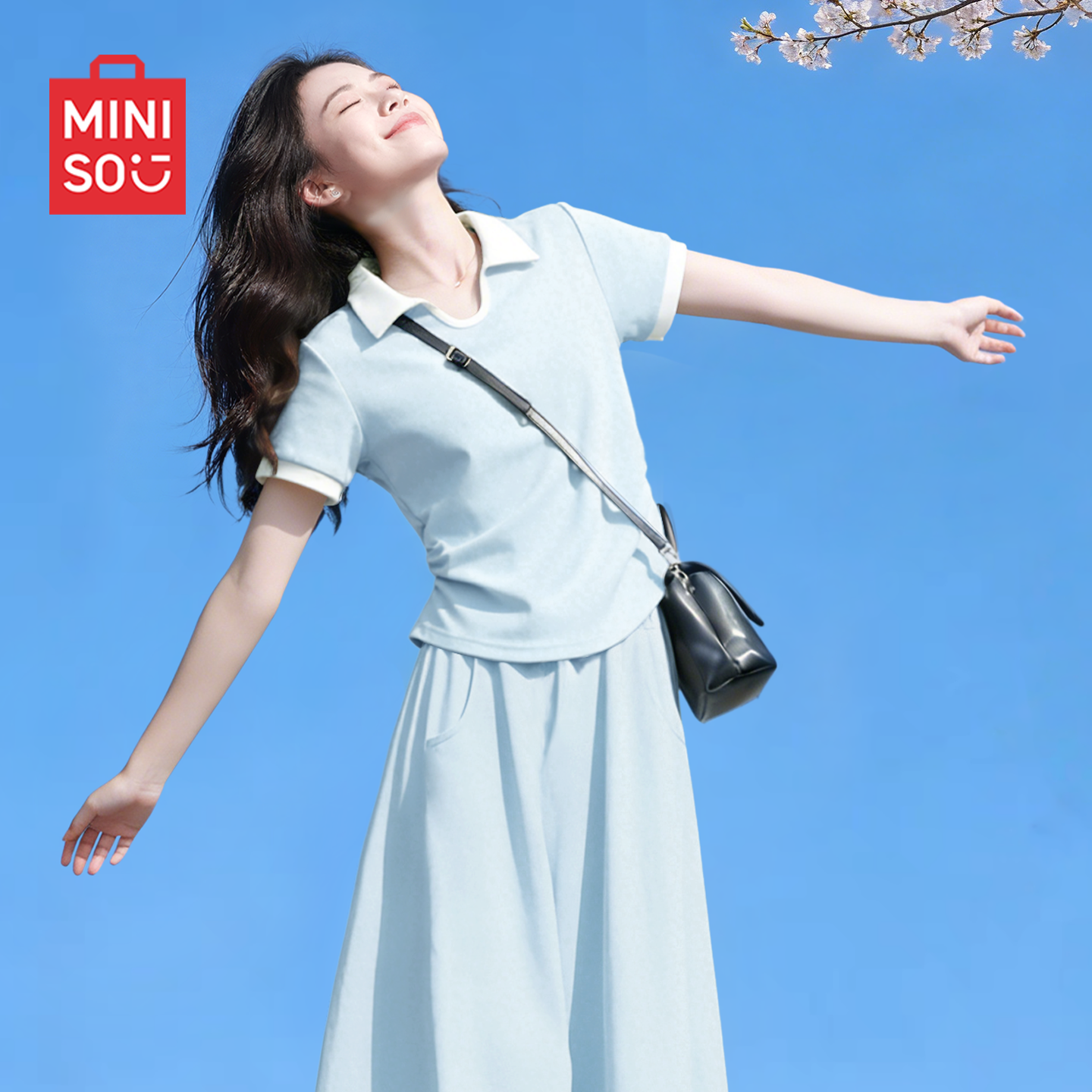 名创优品polo衫女短袖t恤2026新款初夏撞色半袖胖mm修身显瘦上衣D