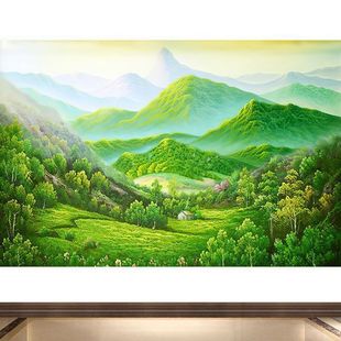 高山群山巨人山靠山画聚宝盆镇宅招财山水画客厅沙发背景自粘贴画