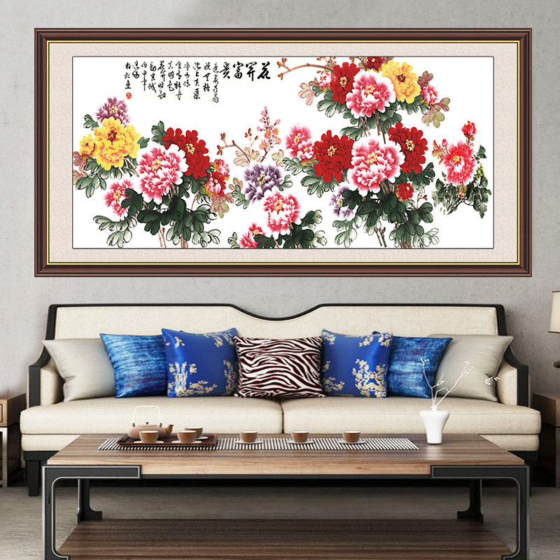 花开富贵装饰画客厅国画仿真框自粘贴画墙贴3d富贵满堂立体新款