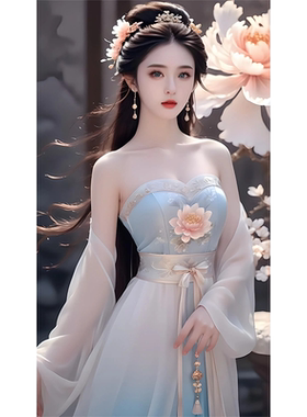 新款古风美女平面自粘贴纸