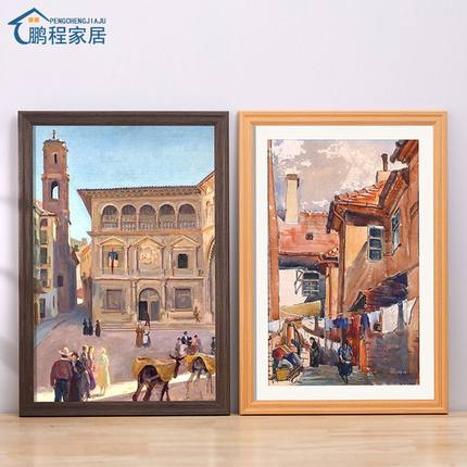 实木白色画框装裱客厅挂墙卡纸大相框定制a3A4开8K外框架任意尺寸