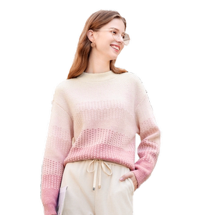 betu百图女装2025年冬季新款减龄渐变波点半高领宽松毛衣针织衫