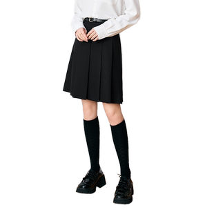 betu百图女2025年秋季新款高腰显瘦减龄通勤百褶A字半身裙短裙