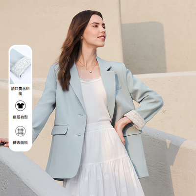 betu百图减龄浅蓝色通勤风西装外套女2026年春季新款小个子西服