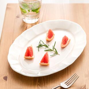 家用12寸纯白骨瓷大号鱼盘子 个性简约陶瓷鱼碟 椭圆陶瓷盘子餐具