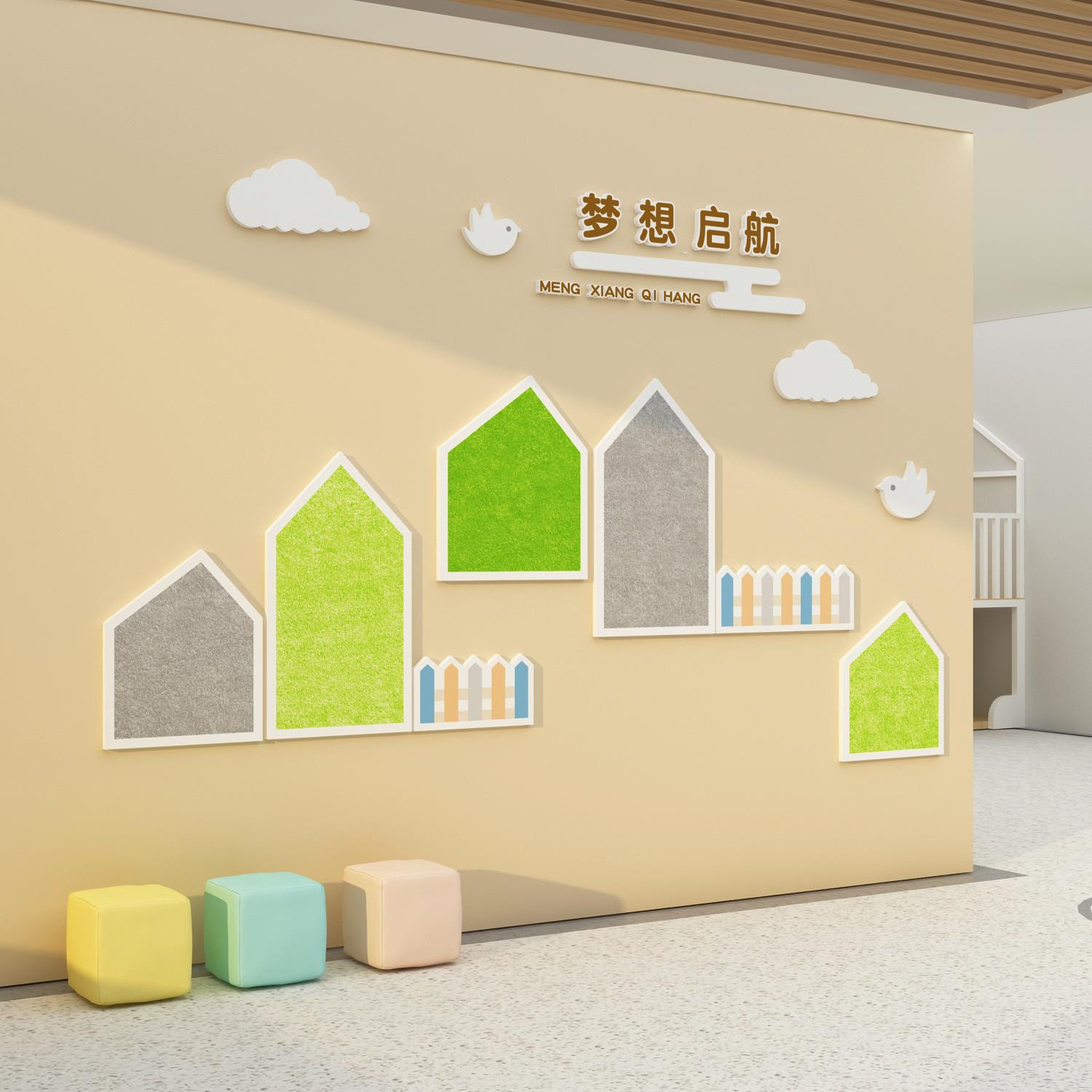 幼儿园走廊楼梯墙面环创墙面装饰主题墙面装饰成品毛毡软木板文化