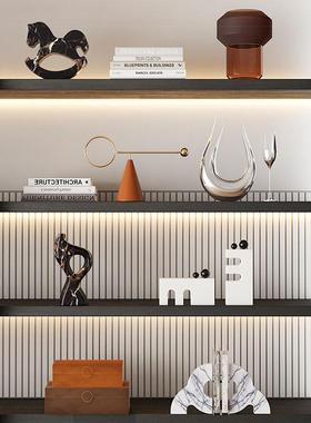 意式轻奢极简高级感电视柜摆件酒店样板房办公室书柜小众壁龛装饰