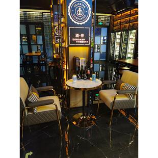 酒吧清吧桌椅组合咖啡西餐厅黑色皮沙发音乐吧休闲接待奶茶店卡座