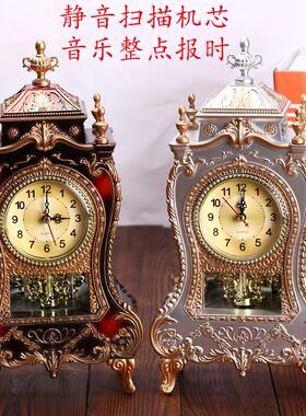 热销覆古钟表办公桌座钟简约钟 钟创意钟静音走时整点报时F015