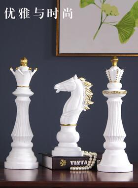 象棋美国书房软装客厅酒柜展厅装饰饰品艺术软装工艺品