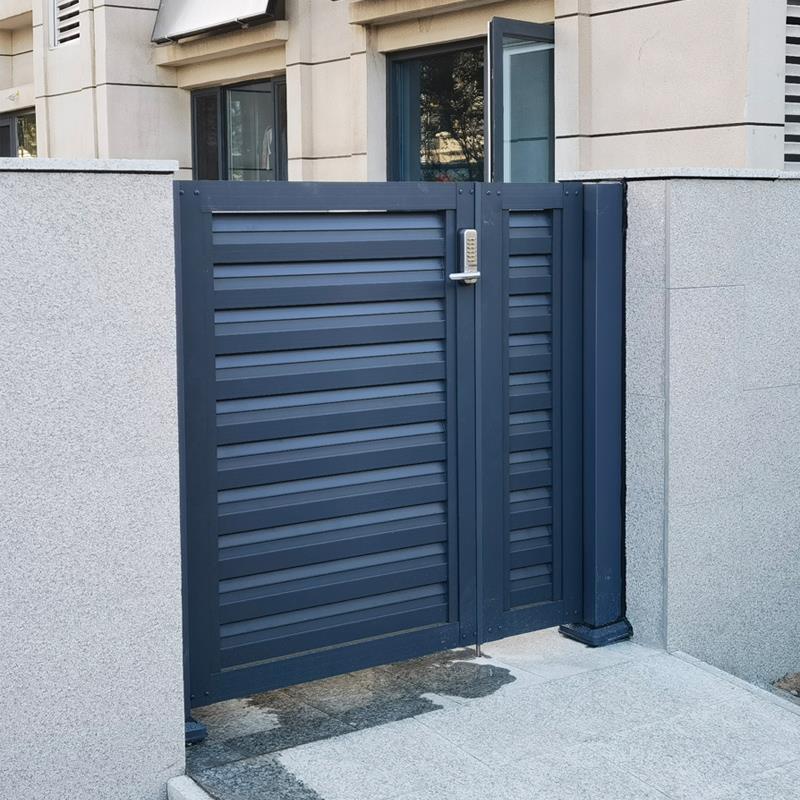 铝艺户外庭院门百叶子母单双开入户侧小门室外花园别墅电动大门