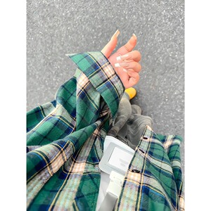 格子衬衫男穿搭长袖衬衣美式复古开衫外套513ACS2206特P25图片