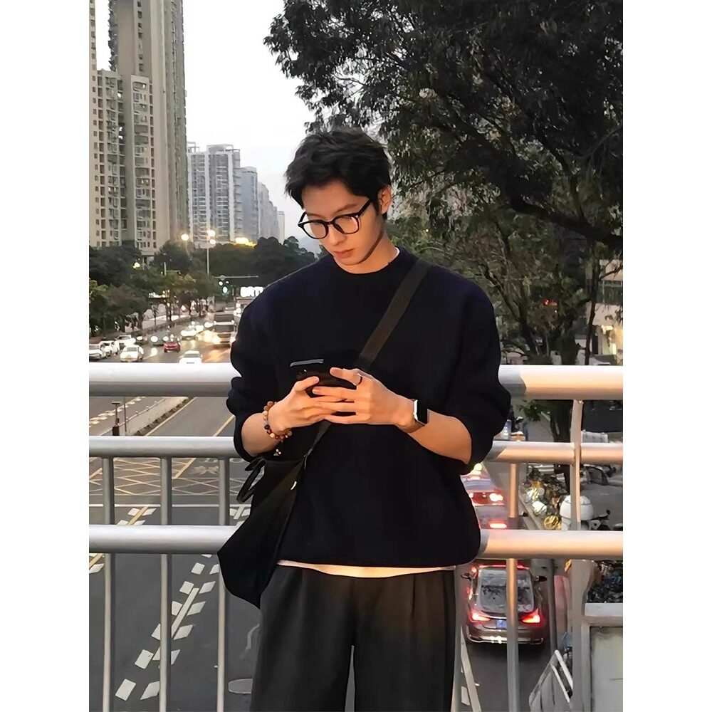 德绒半高领打底衫男生秋冬加绒美式长袖t恤正肩cleanfit卫衣内搭,男装T恤,星座513A