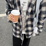 格子连帽上衣男潮牌格纹长袖衬衫情侣款外套小众513ACS2262P39，男装衬衫，星座513A