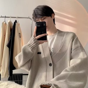 V领针织毛衣男宽松开衫卫衣日系潮牌情侣休闲毛衣513AKS222149图片
