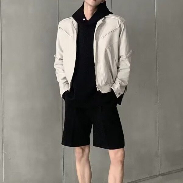 皮衣外套男新款美式潮牌宽松休闲垫肩夹克机车服513APY2316P77,男装皮衣,星座513A