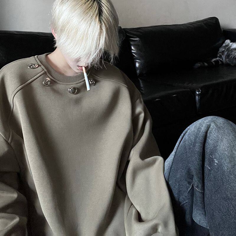 复古垫肩圆领卫衣男女铆钉内搭长袖外套513AWY2073P36,女装短外套,星座513A
