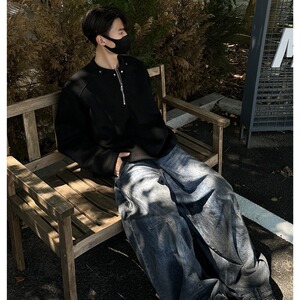 半拉链垫肩卫衣男美式高街柳钉长袖T恤痞帅外套513ACT2264特P30图片