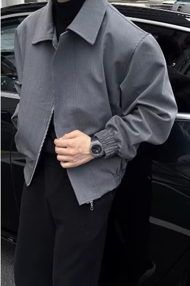 纯色垫肩休闲男外套经典痞帅百搭宽松韩版夹克513AJK2277P64,男装夹克,星座513A