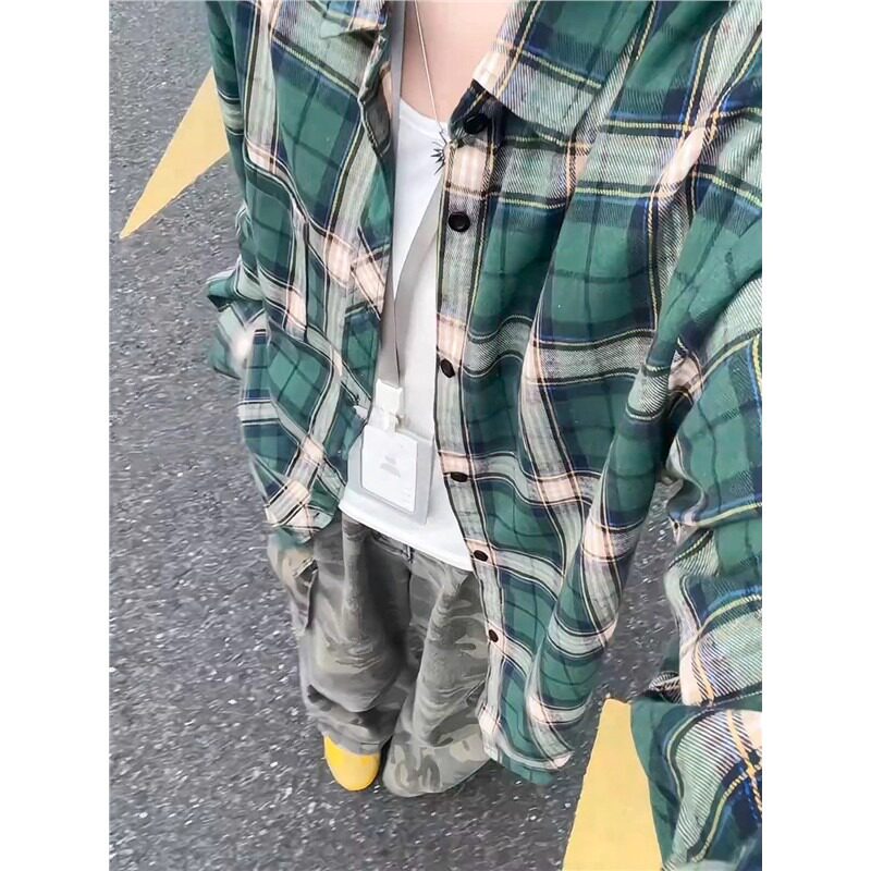 格子衬衫男穿搭长袖衬衣美式复古开衫外套513ACS2206特P25,男装衬衫,星座513A