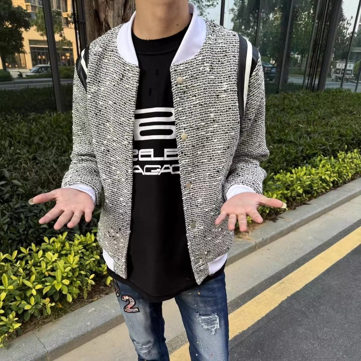 潮流撞色夹克复古小香风棒球外套男女新款上衣513AWT2130P54,男装夹克,星座513A