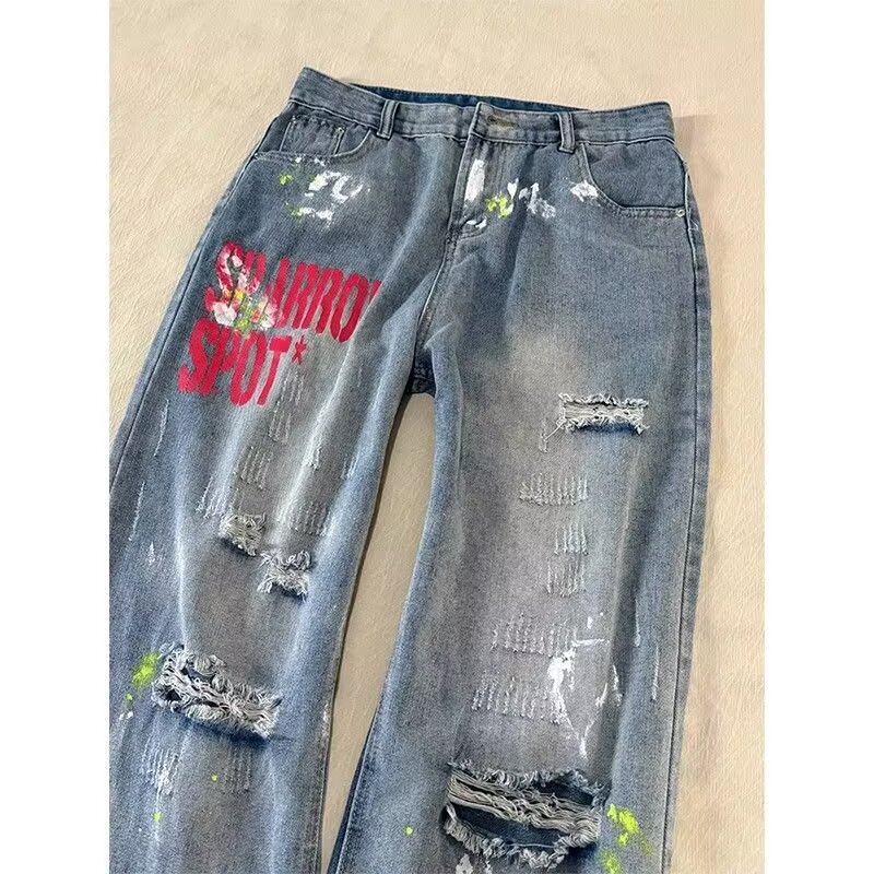 牛仔裤男美式高街弹力印花破洞潮牌时尚长裤513ACK2225P49,男装牛仔裤,星座513A