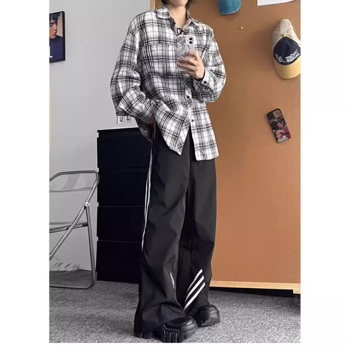 长袖衬衫日系港风宽松衬衣男潮流百搭休闲外套513ACS2163P35,男装衬衫,星座513A