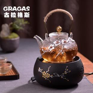耐高温玻璃煮茶壶提梁壶梅花电陶炉家用烧水壶煮茶器煮茶炉