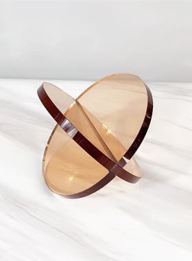 现代简约橘灰色水晶几何摆件设计师样板房客厅书房纸.镇桌面摆设