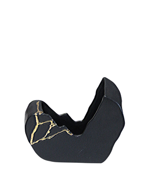 现代轻奢异形创意花器不规u则花瓶黑白色鎏金艺术摆件样板间装饰