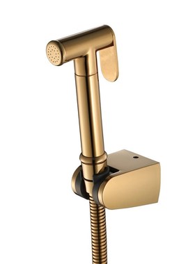 铜圆形卫生间马桶清洁钛u金色喷枪套装厂家HHI09045A