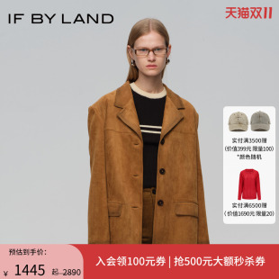 巴恩风黄色仿麂皮绒三粒扣西装 新款 LAND2024年秋季 外套