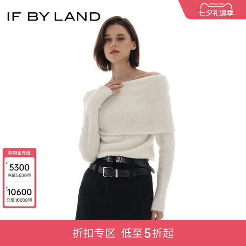 IFBYLAND一字肩长袖毛衣