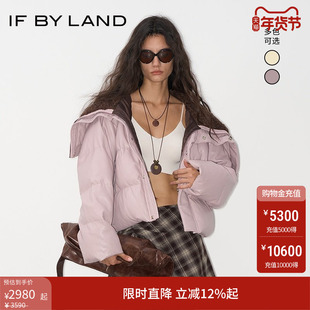 IF BY LAND 设计师品牌 2025秋冬新品黄色蛋白皮毛领羽绒服