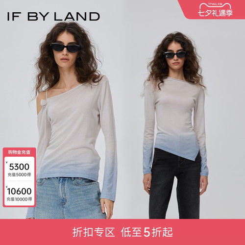 IFBYLAND渐变斜肩T恤