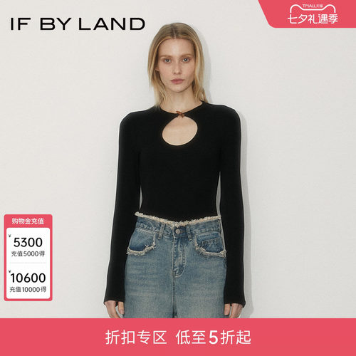 IFBYLAND牛角扣修身打底上衣女