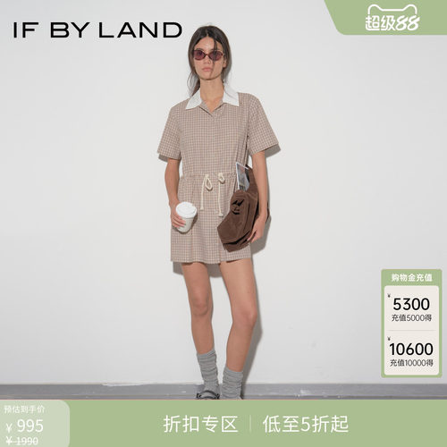 IFBYLAND格纹收腰连衣裙