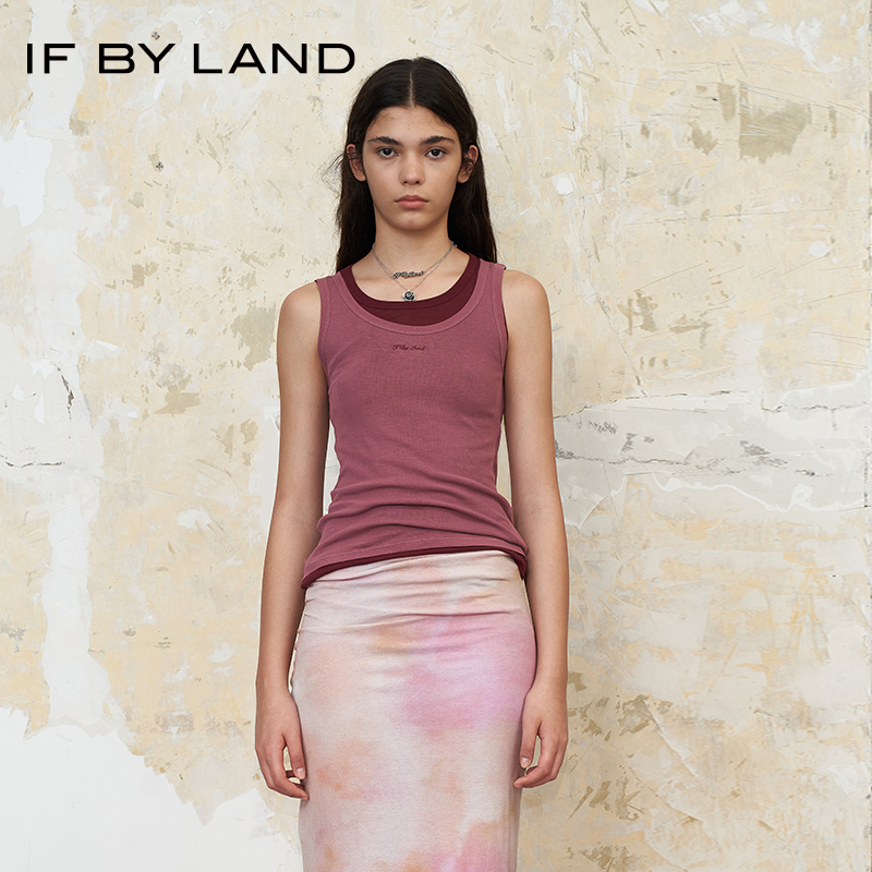 IF BY LAND假两件刺绣LOGO背心